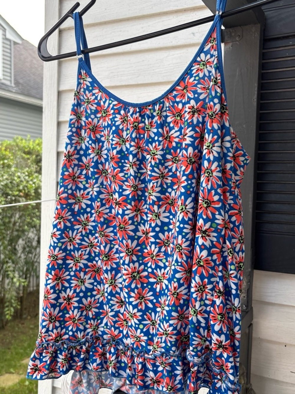 Blue Floral Ruffle Cami Tank - Picture 3 of 4